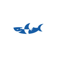 Fototapeta premium Shark and bird negative space logo design.
