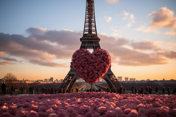 The city of love Paris, France - Valentine day concept - obrazy, fototapety, plakaty