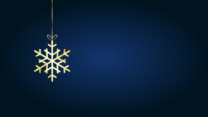 Navy christmas background with gold glitter snowflake - 687147852