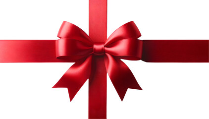 Red Gift Ribbon with Bow on Transparent Background
