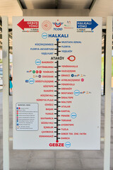 Map of metro stations on the Marmaris line, Istanbul, Türkiye