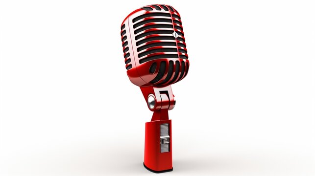 microphone 3d illustration - radio microphone with "on the air" sign on top isolated over white background