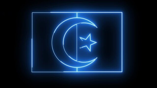 Animation of the Algerian flag icon with a glowing neon effect