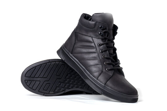 Black, winter, warm men's sneakers