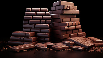 Obraz premium stack of chocolate HD 8K wallpaper Stock Photographic Image 