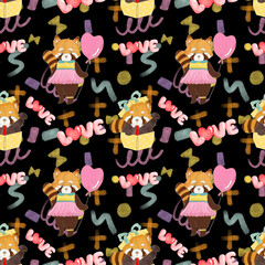 Watercolor animal woodland zoo farmer  party cute doodle cartoon style seamless pattern Ideal kids design