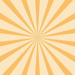 Sunlight retro horizontal background. Pale orange color burst background. Fantasy Vector illustration. Magic Sun beam ray pattern background. Old paper starburst. Circus poster or placard