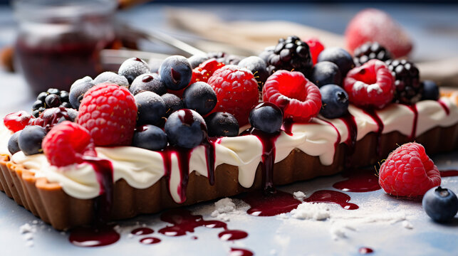 cake with berries HD 8K wallpaper Stock Photographic Image 