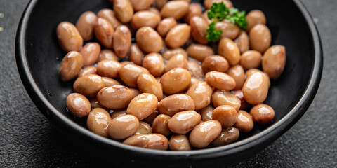 Beans borlotti boiled legume ready to eat healthy eating cooking appetizer meal food snack on the table copy space