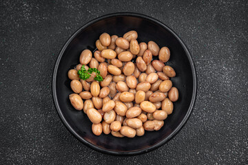 Beans borlotti boiled legume ready to eat healthy eating cooking appetizer meal food snack on the table copy space