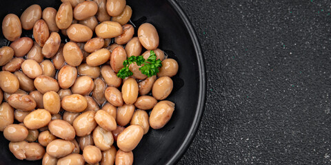 Beans borlotti boiled legume ready to eat healthy eating cooking appetizer meal food snack on the table copy space