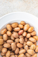 Beans borlotti boiled legume ready to eat healthy eating cooking appetizer meal food snack on the table copy space