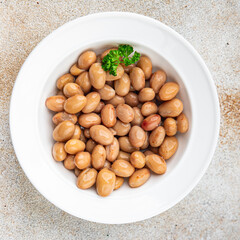 Beans borlotti boiled legume ready to eat healthy eating cooking appetizer meal food snack on the table copy space