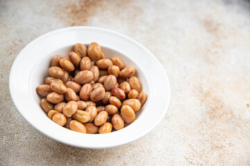 Beans borlotti boiled legume ready to eat healthy eating cooking appetizer meal food snack on the table copy space