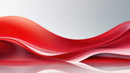 Abstract red and white waves flowing in a sleek and modern design.