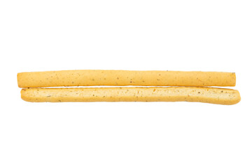 Fresh delicious grissini sticks isolated on a white background. Full depth of field.