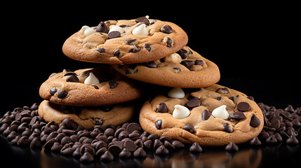 Naklejka premium chocolate chip cookies HD 8K wallpaper Stock Photographic Image 