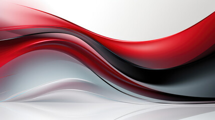 Abstract red and black waves flowing in a sleek and modern design on white background.