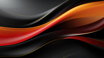 Bold black and red abstract stripes create a striking design.