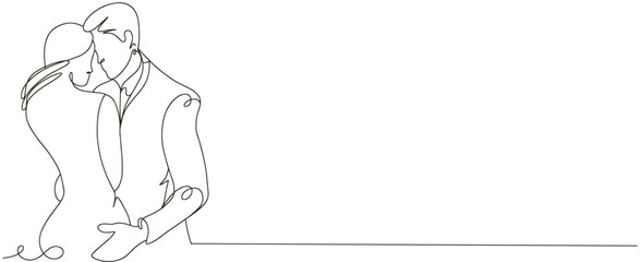 Couple valentine line art style vector 