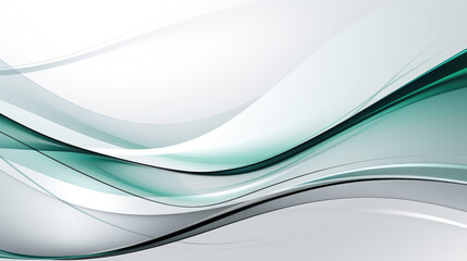 Sleek silver with green and black lines waves in a luxurious abstract design.