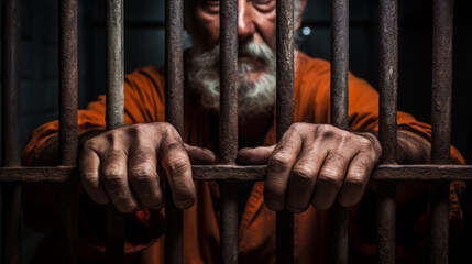 Older Man Behind Prison Bars