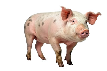 Full body shot of a pink pig with stains - Isolated, no background