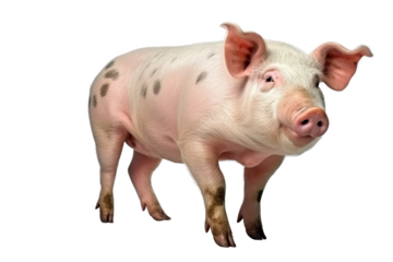 Full body shot of a pink pig with stains - Isolated, no background