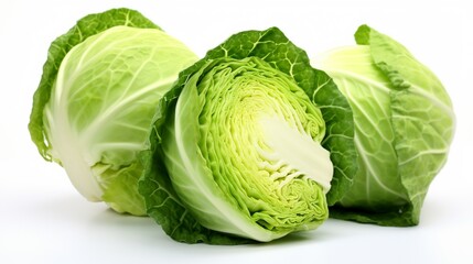 Cut cabbage on white background