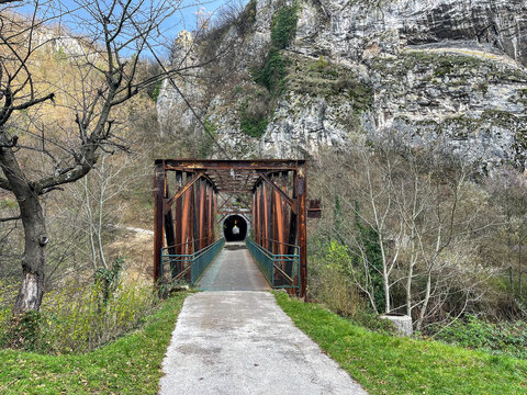 Old abandoned railway bridge, Jetinye Gorge