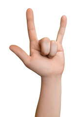 hand showing🤟🏻 sign, isolated on transparent or white background, png