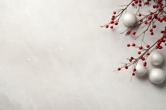 Christmas flat lay mockup background with copy space. Light Christmas background.