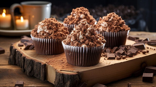 chocolate cake with nuts HD 8K wallpaper Stock Photographic Image 