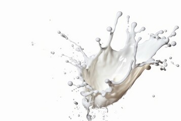 white milky water splash isolated on white background. generative ai