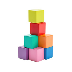 Montessori educational wooden cubes, transparent background. 