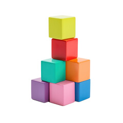 Obraz premium Montessori educational wooden cubes, transparent background. 