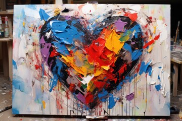 palette knife textured painting heart love heart