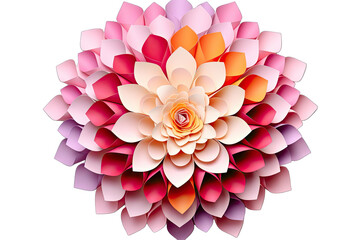 Top View Beautiful Paper Flower Fullcolor On Transparent Background