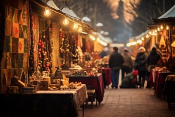 Fototapeta na wymiar Christmas Market Vendors - Generative AI