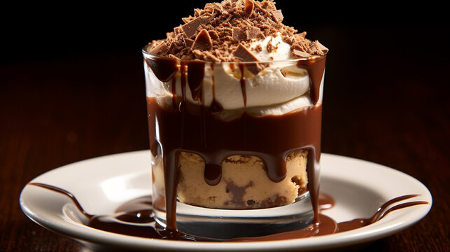chocolate mousse dessert HD 8K wallpaper Stock Photographic Image 