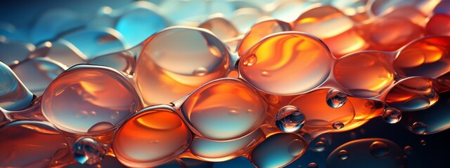 color surface, pointillist optical blending style, water drops, light red and dark blue, modern glass