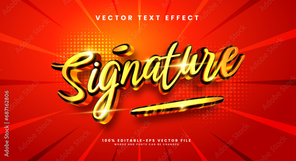 Poster golden signature editable text style effect. vector text effect with a luxurious gold color.