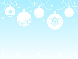 クリスマスのボールオーナメントの水色グラデーション背景