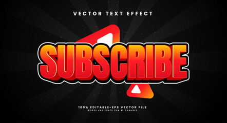 Subscribe editable text style effect. Vector text effect with red and suitable for video content