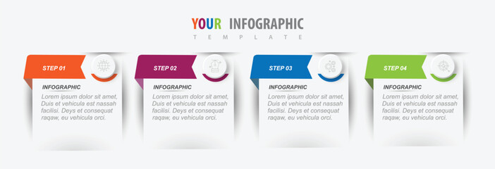 Modern abstract infographics with four steps or processes elements business concept illustration