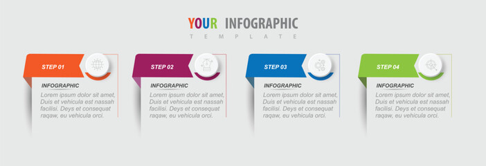 Modern abstract infographics with four steps or processes elements business concept illustration