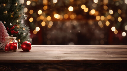 Naklejka na ściany i meble christmas decoration on wooden background