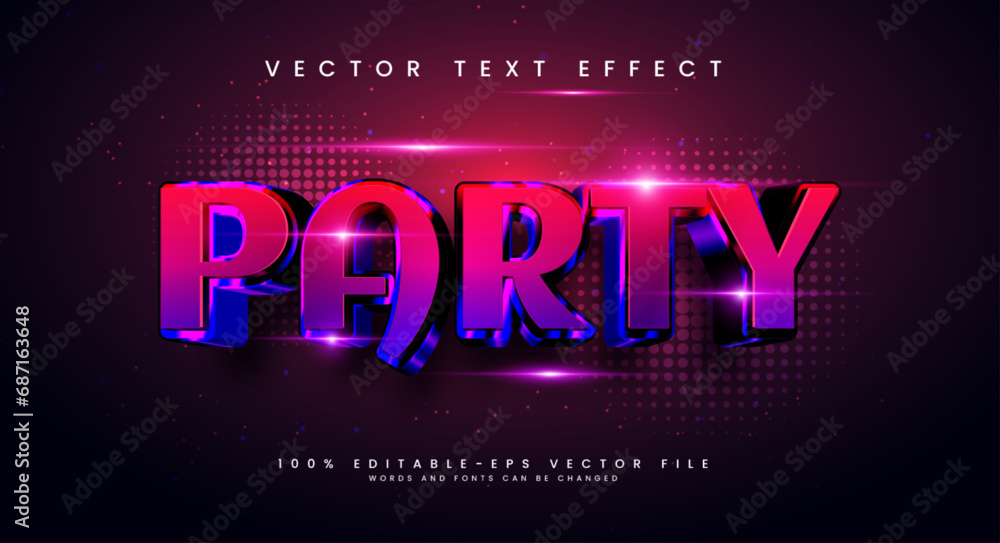 Poster neon glow party editable text style effect. vector text effect with colorful luxurious and elegant t