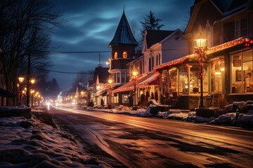 Fototapeta na wymiar Christmas in Small Towns - Generative AI