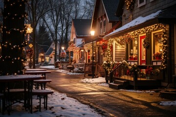 Fototapeta na wymiar Christmas in Small Towns - Generative AI